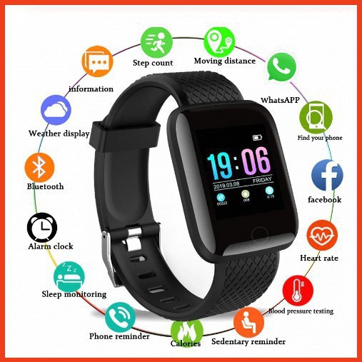 Ele】Đồng hồ thông minh Smart Watch 116 plus chống nước theo dõi vận động hỗ trợ theo dõi sức khỏe và định vị GPS