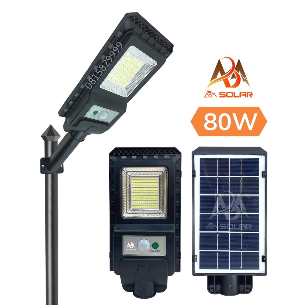 [80W] Đèn Năng Lượng Mặt Trời, Ngoài Trời, Sân Vườn 80W, Tấm Pin Liền Công Suất Nhỏ, Đèn Chính Hãng Jindian - ABM SOLAR