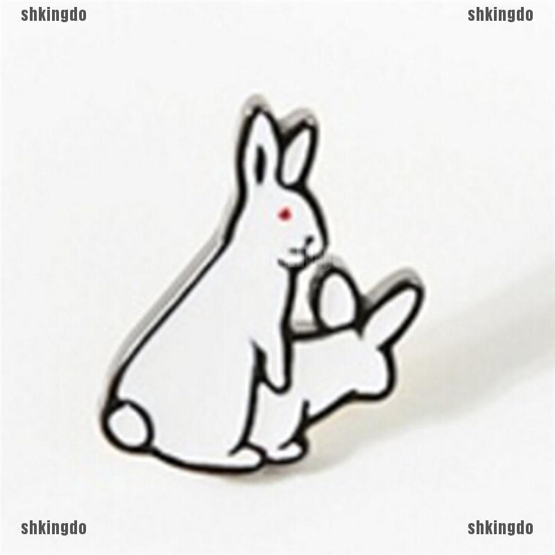 Ghim Cài Áo Kim Loại Hình 2 Chú Thỏ Trắng Đáng Yêu