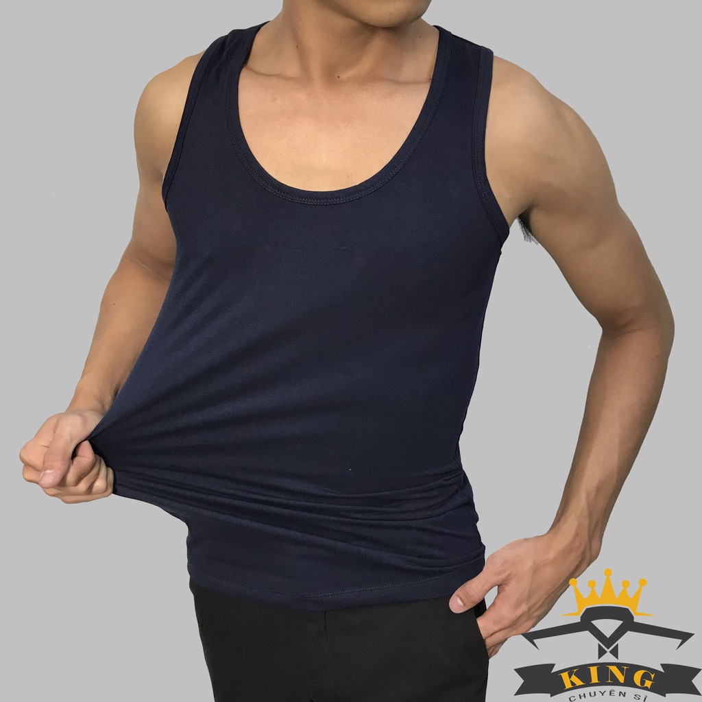 Áo 3 lỗ, Áo thun ba lỗ nam KING cổ tròn dáng ôm body, Vải cotton co giãn tập luyện thể thao gym U05