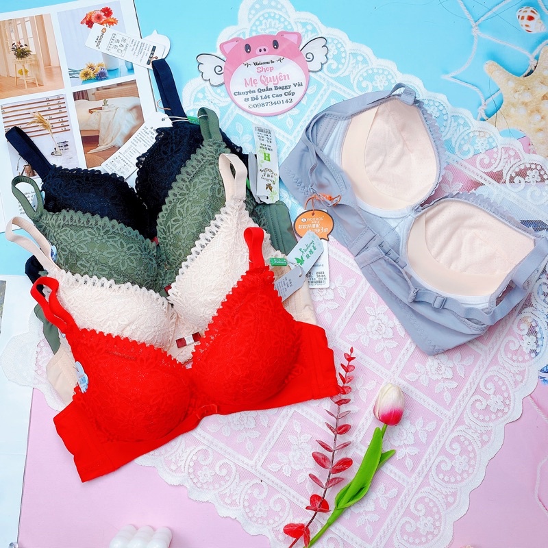 Áo lót ren không gọng , áo ngực mút dày siêu đẩy 6cm bông mềm thông hơi thoáng khí