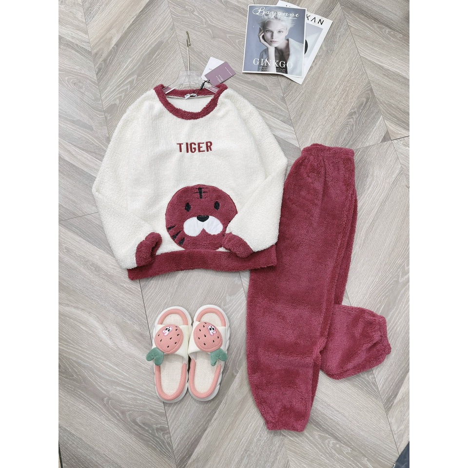 Bộ Lông Cừu Tiger Hổ Đỏ Xinh Xắn Nam Nữ Unisex Dáng Rộng Uzzlang Form Rộng