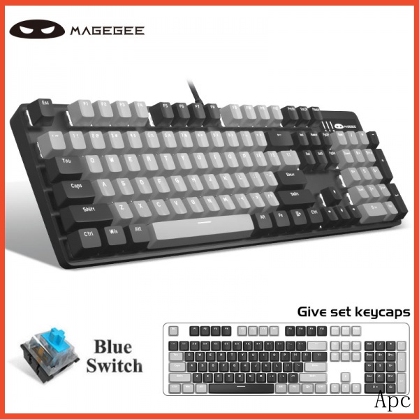 Bàn Phím Cơ Gaming Magegee Màu Xanh Dương Có Đèn Led 104 Phím Cho Laptop / Pc