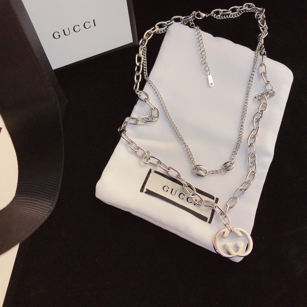 Vòng cổ Mặt Chữ Gucci Bằng Thép Titan Không Phai Màu Đơn Giản Cá Tính