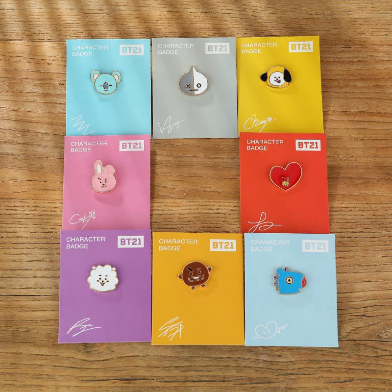 Huy Hiệu Họa Tiết BTS Cooky Tata Shooky Chimmy RJ Mang Koya BT21