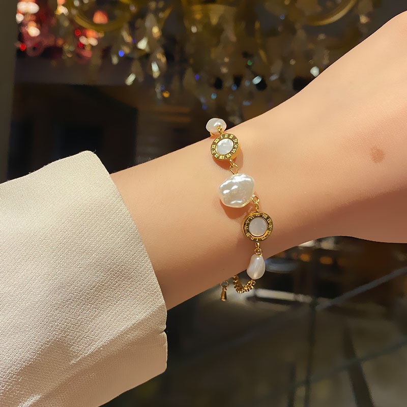 Vòng Tay Hai Lớp Bằng Thép Không Gỉ Phong Cách Hàn Quốc Đơn Giản Cho Nữ