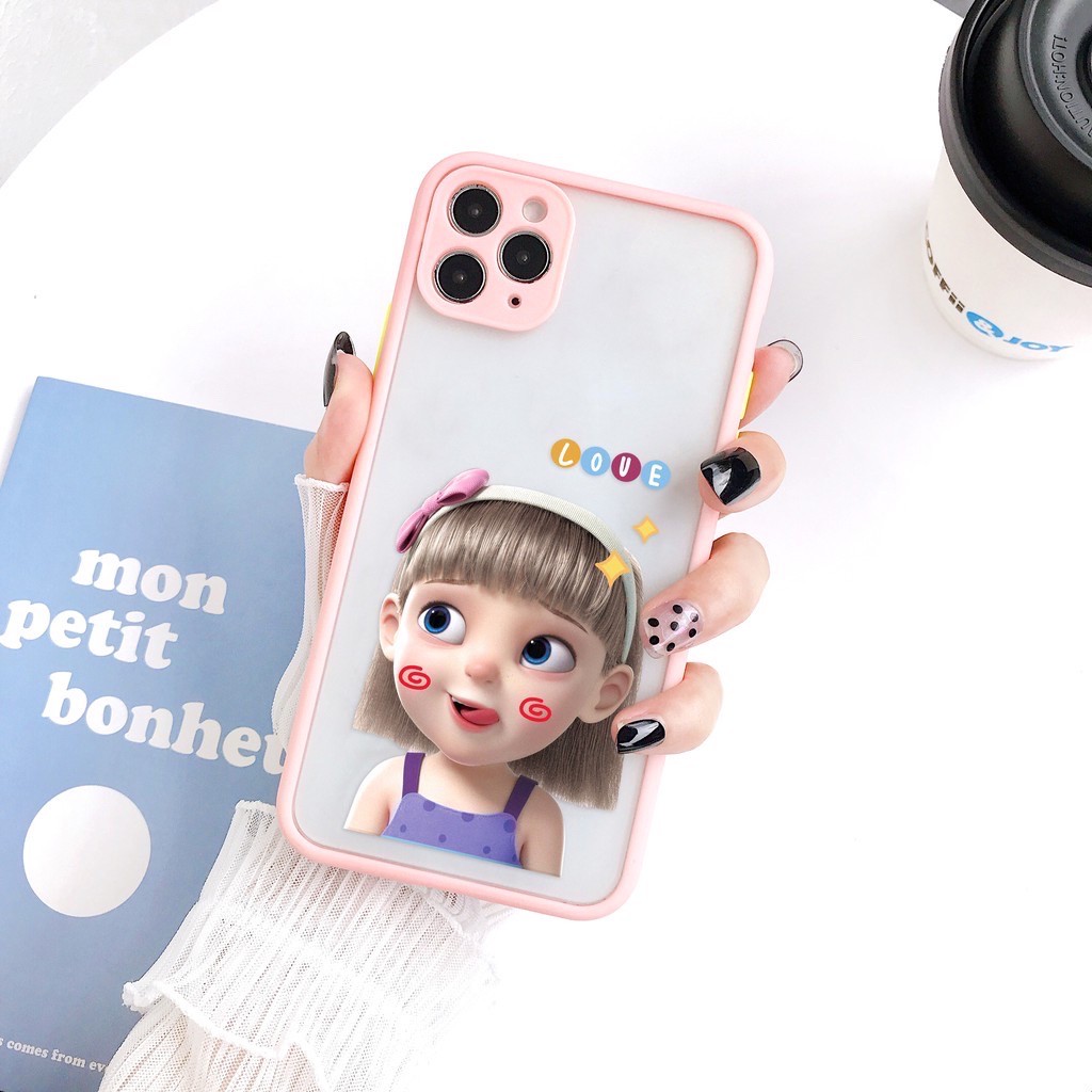 oỐp lưng iphone baby girl, công chúa Nga Masha nhám viền nổi cong 6/6s/6plus/7/8/7plus/8plus/X/Xs/Xsmax/11/11promax/xr