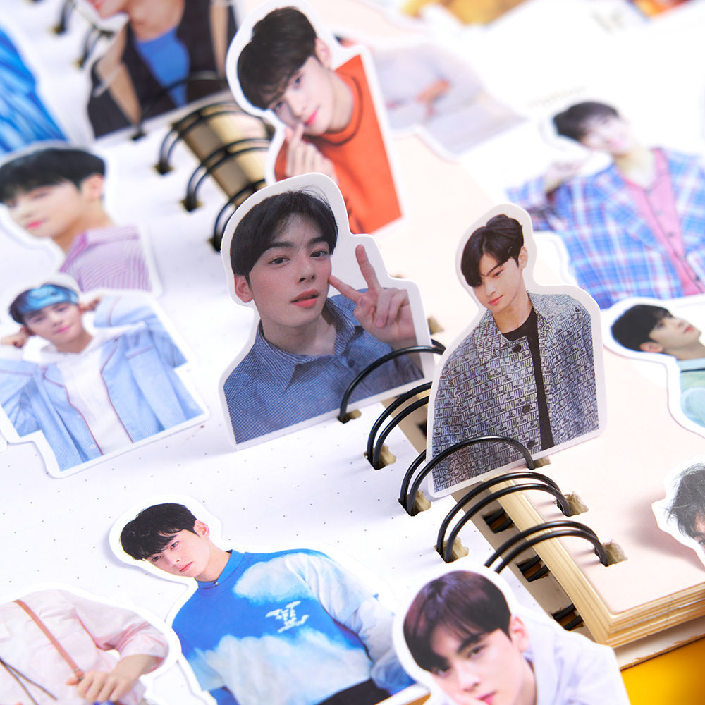 Set 64 nhãn dán biểu tượng cảm xúc Cha EunWoo dễ thương cho sổ tay