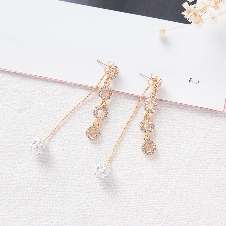 Crystal Rhinestone Tassel Earrings Women Fashion Long Drop Earrings