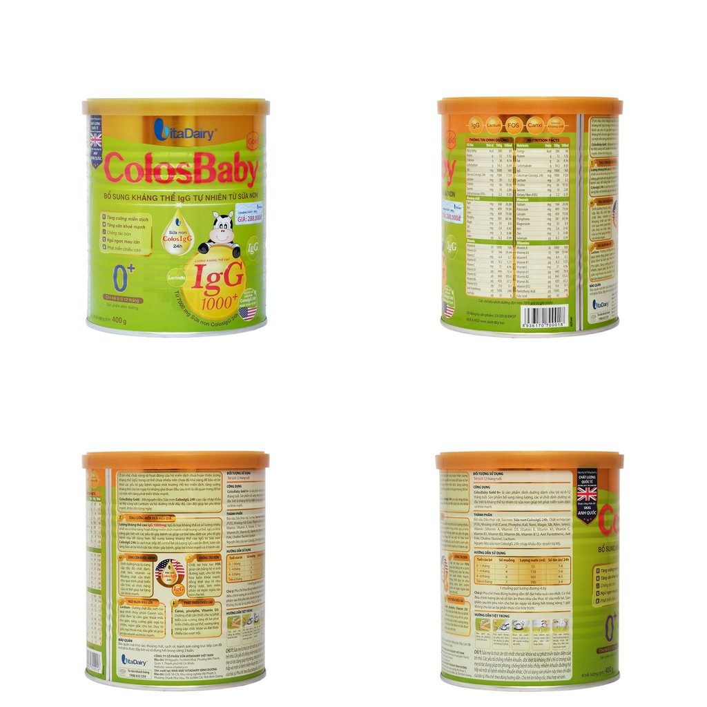 SỮA BỘT COLOSBABY GOLD 0+/1+/2+ 400G