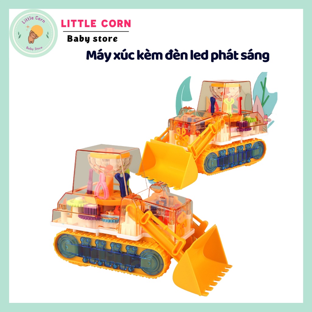Đồ chơi máy xúc cho bé, đồ chơi máy xúc có nhạc- phát sáng đèn Led lộ thiên bánh răng trong suốt đẹp mắt thu hút bé