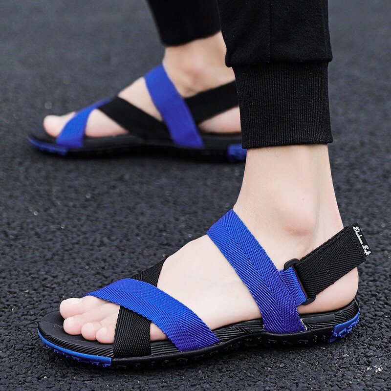 Sandal Nam/ Giày Xăng-đan Nam Quai Chéo Vải Dù Chắc Chắn Phong Cách Trẻ Trung Size 41-43 - Hàng Việt Nam
