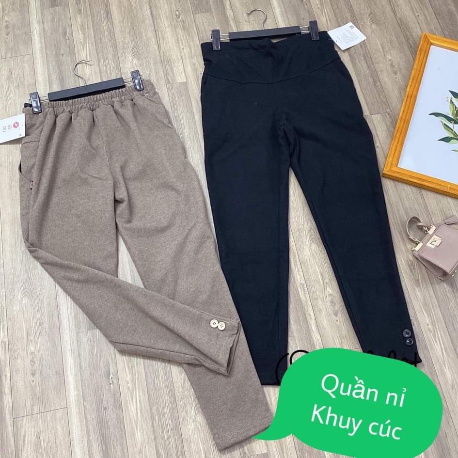 Quần Bầu dài thu đông | Chất dạ tăm khuy cúc - Đủ size 40-85kg