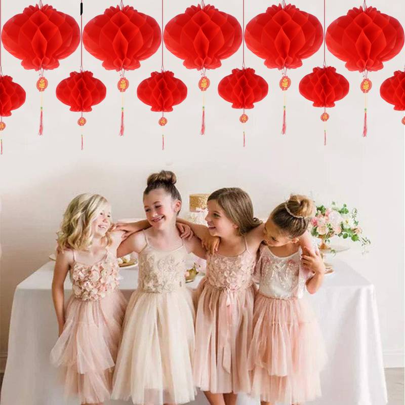 Đèn lồng giấy treo trang trí năm mới phong cách Trung Hoa