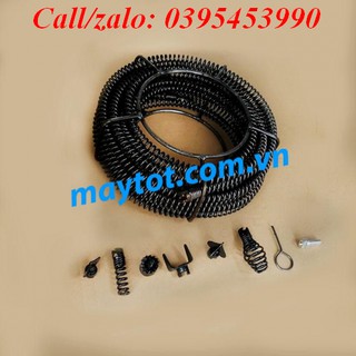 Dây lò xo thông  cống phi 16 dùng máy khoan (6m dây, 6 đầu thông và 1 đầu kết nối máy khoan)