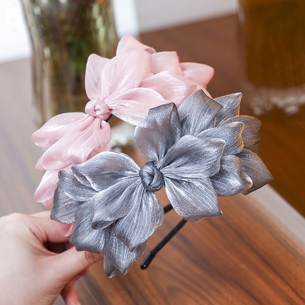 Băng Đô Cotton Đính Nơ Cỡ Lớn Xinh Xắn Dành Cho Nữ