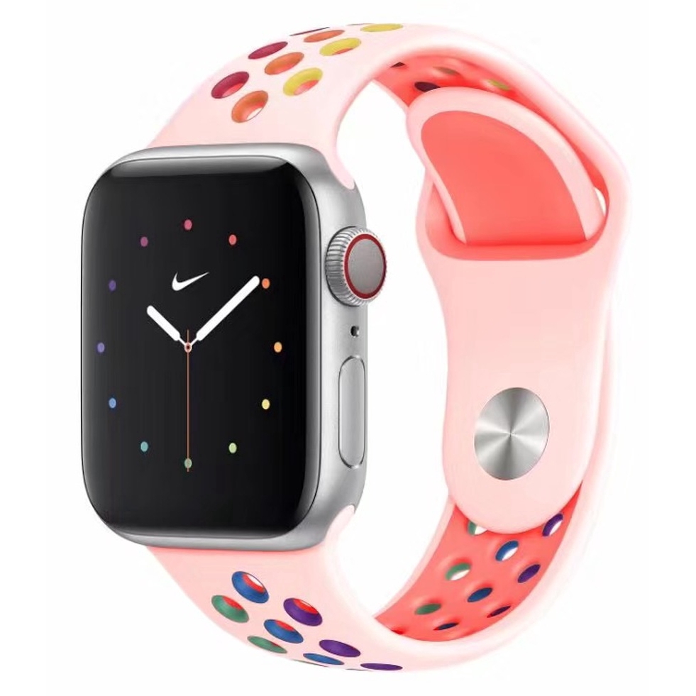 Dây đeo silicon có màu cho đồng hồ thông minh Apple Watch 44mm 40mm 38mm 42mm Band Series 6 SE 5 4 3 2 1