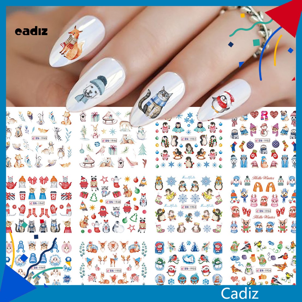 [Hàng mới về] Miếng dán trang trí móng tay nhiều màu sắc chủ đề giáng sinh