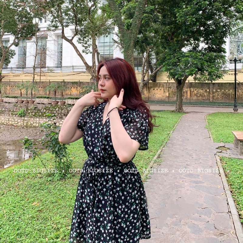 Jumsuit bigsize hoa nhí buộc nơ eo