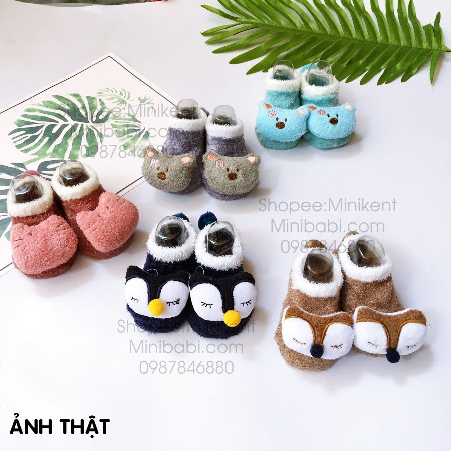 Vớ lông chống trượt đầu thú , tất thú đáng yêu cho bé
