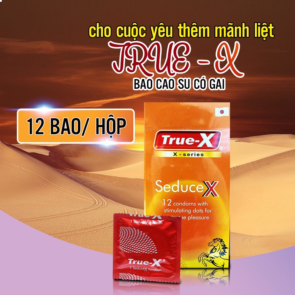 [Giá Rẻ] Bao Cao Su True-X PerfomaX  &amp; SeduceX (Hộp 12c). Bcs Siêu Mỏng Tăng Khoái Cảm Xuất Xứ Nhật Bản Hàng Chính Hãng