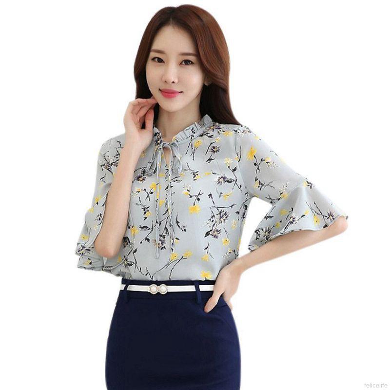 Áo sơ mi tay ngắn họa tiết hoa thời trang xinh xắn cho nữ