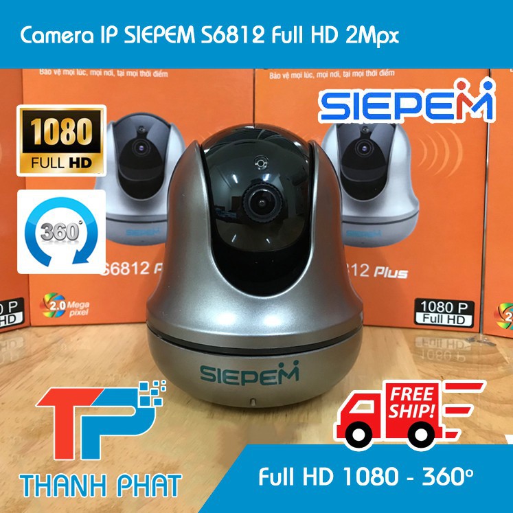 [cavoixanhmart] Camera IP Wifi Siepem S6812 Plus Full HD 1080P 2.0Mpx Siêu Nét Góc Rộng - Bảo Hành 12 Tháng Chính Hãng