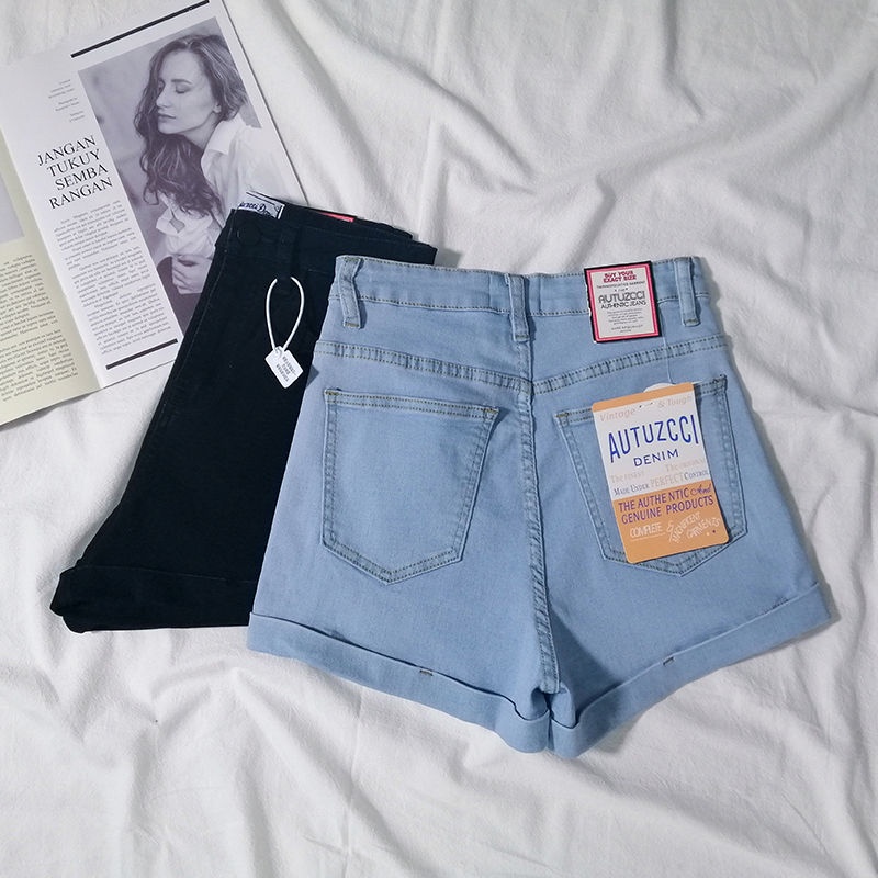 Quần Short denim Lưng Cao Màu Sắc Tươi Sáng Thời Trang Mùa Hè Cho Nữ