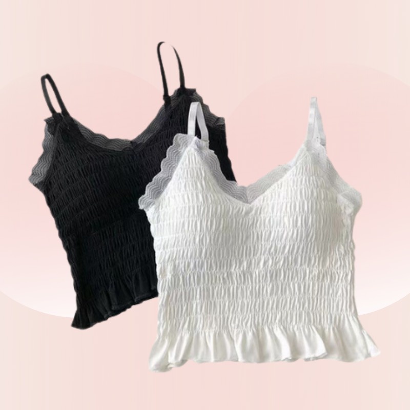 Áo Ngực Dạng Bra Thun Cotton Nhún Viền Xinh Xắn DAN L&amp;U 077