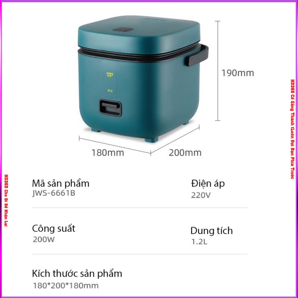 Nồi Cơm Điện Đa Năng Mini JIASHI 0.8L Nấu Cháo, Hầm xương, Nồi Hấp, Hàng Nội Địa Trung Cao Cấp - HD365