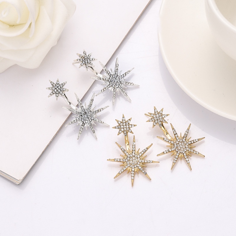 Khuyên Tai Ngôi Sao Sáu Cánh Đính Đá Thời Trang Nữ