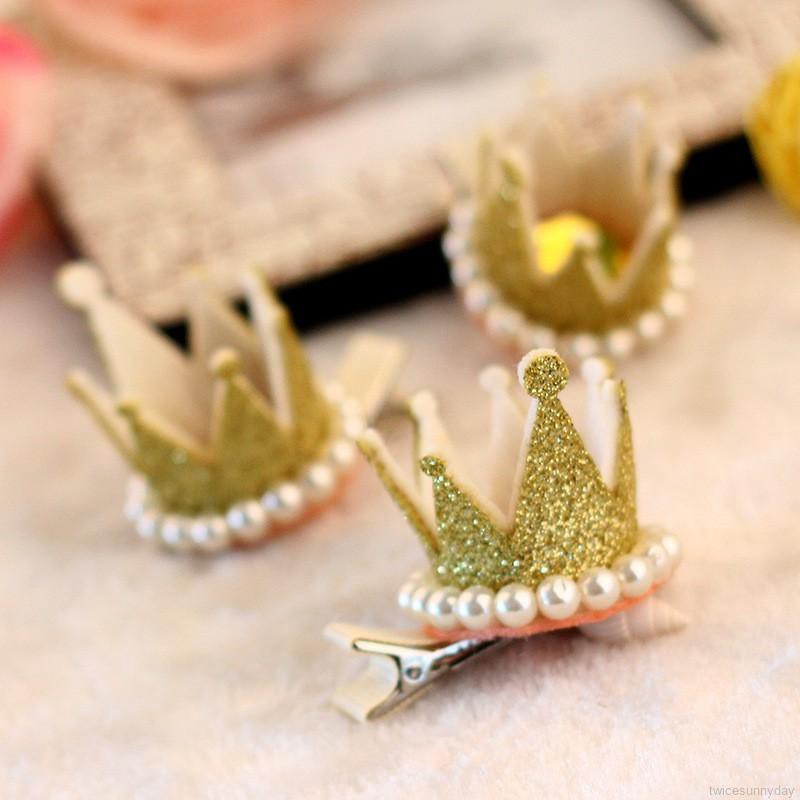 Kẹp tóc hình vương miện đính sequin lấp lánh dành cho bé gái