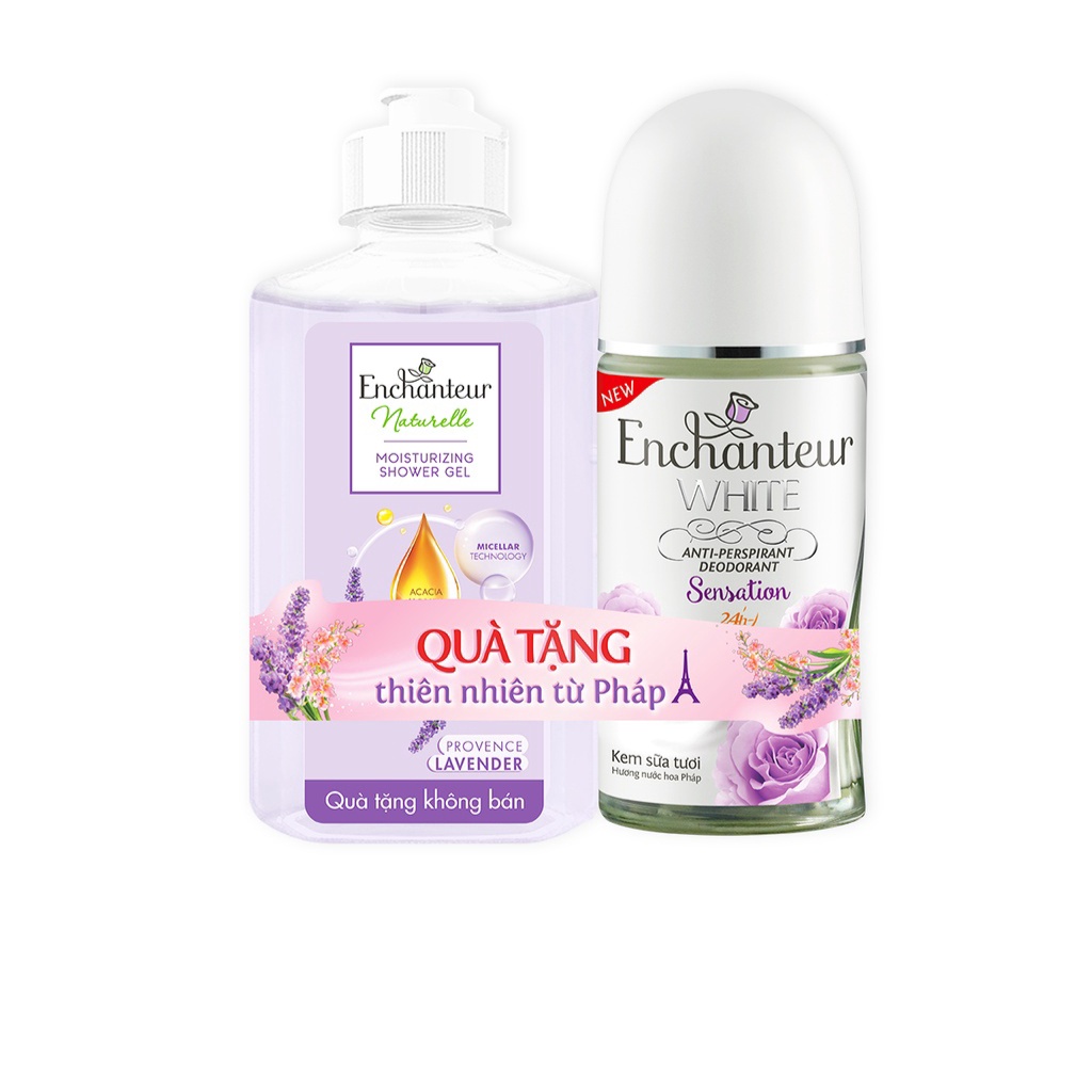Enchanteur - Lăn Khử Mùi trắng da hương nước hoa  50ml tặng tắm 60g