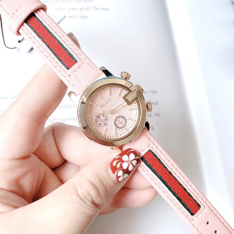 Đồng hồ nữ Guou dây dù hồng size 30mm