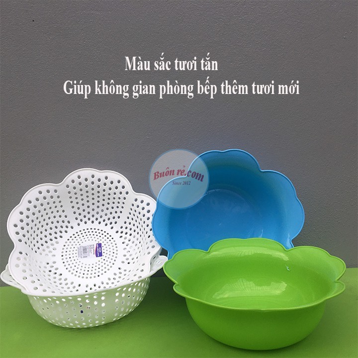 Rổ Nhựa Hoa Mai 24x9cm Không Phai Màu, Ráo Nước Nhanh Chóng