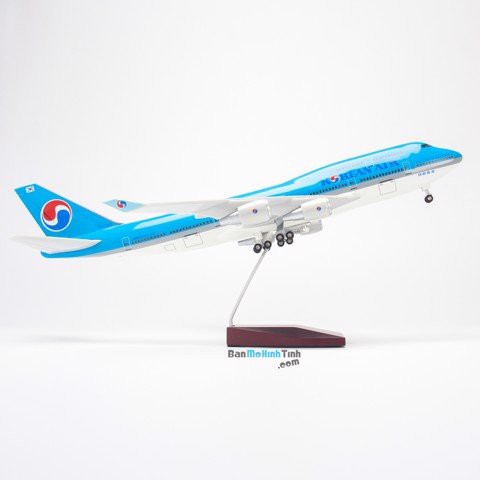 Mô hình máy bay Korean Air Boeing B747 47cm lắp ráp có đèn Everfly