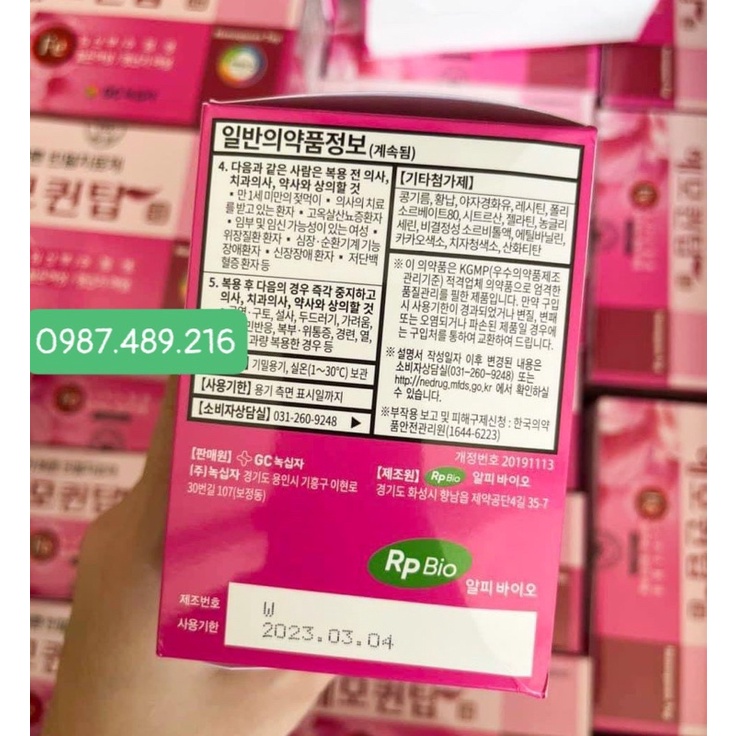 Viên Uống Bổ Sung Sắt HEMOQUEEN TOP Hàn Quốc 120V, trumsihanghanquoc