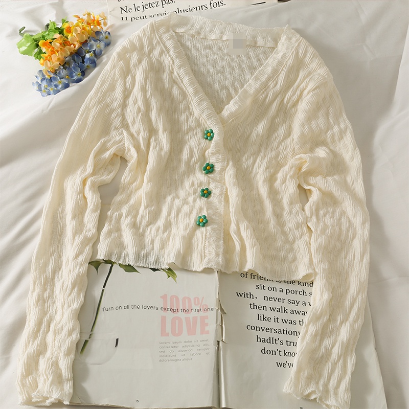 Áo sơ mi ba nút mỏng họa tiết hoa cổ thấp thời trang mùa thu cho nữ 2021 | BigBuy360 - bigbuy360.vn