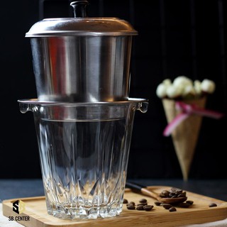Combo Phin Cafe Inox + Xô Đá Thủy Tinh Libbey