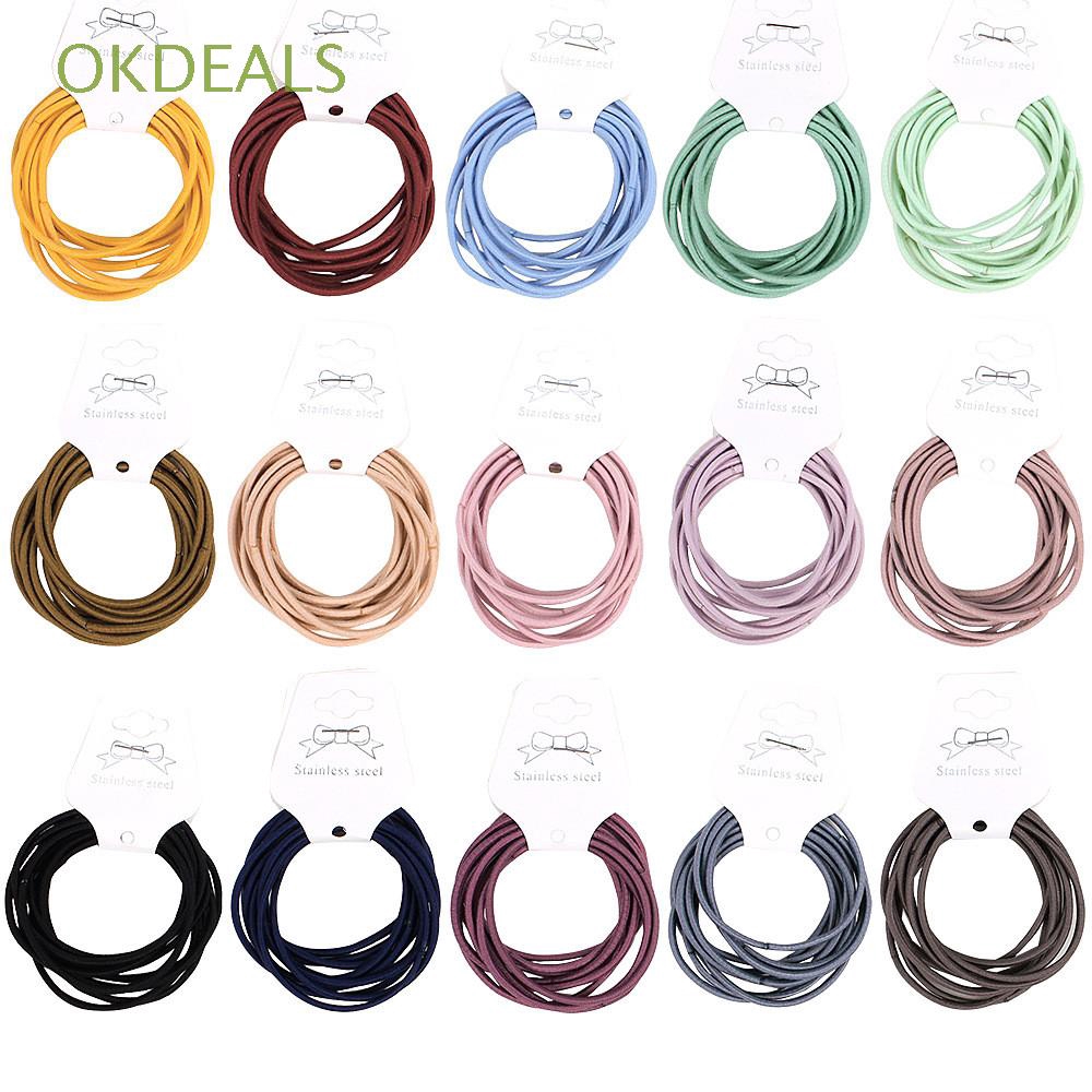 Bộ dây buộc tóc độ co giãn cao màu trơn xinh xắn cho nữ