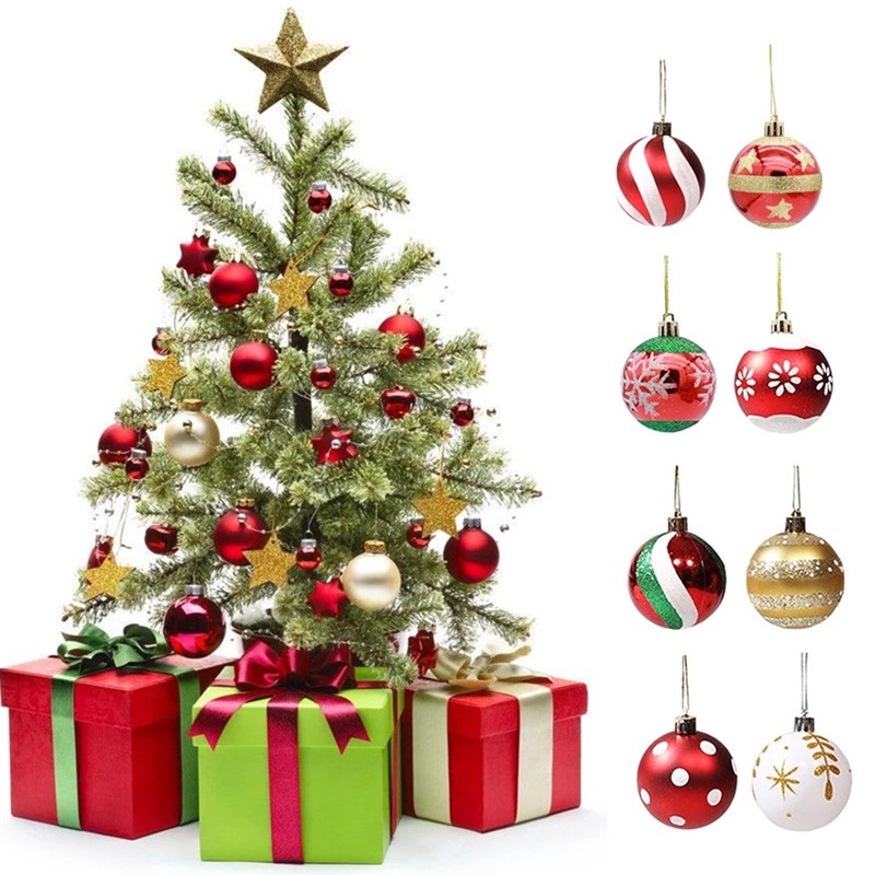 Set 6 Trái Châu Treo Trang Trí Cây Thông Giáng Sinh Năm Mới