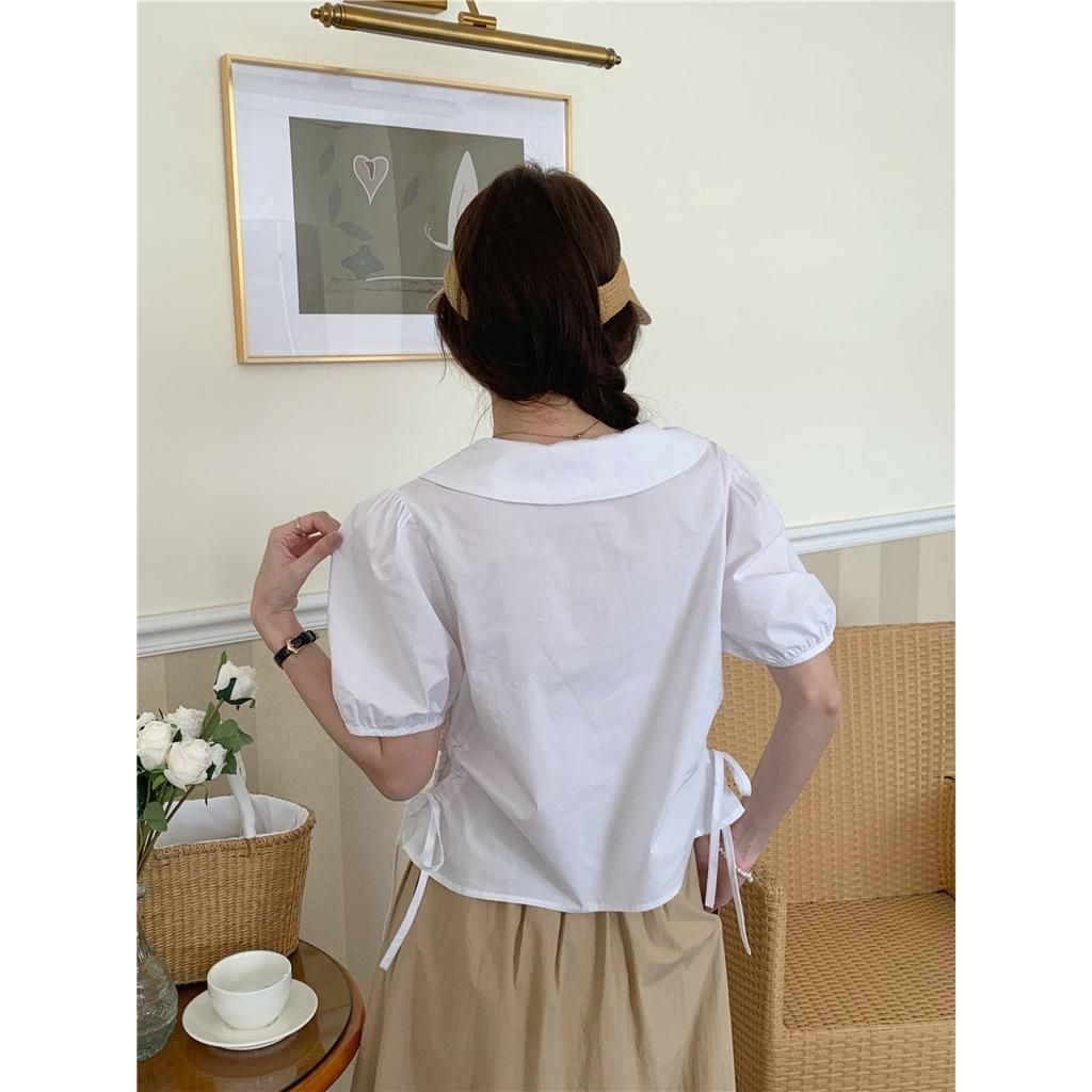 Áo Kiểu Tay Ngắn Phối Dây Rút Thời Trang Mùa Hè Dễ Thương Xinh Xắn Cho Nữ 51536