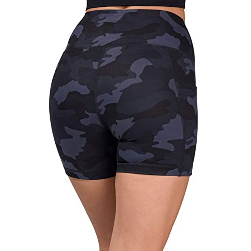 Quần Short Legging Tập Yoga Lưng Cao In Họa Tiết Rằn Ri Phối Túi Thời Trang Cho Nữ