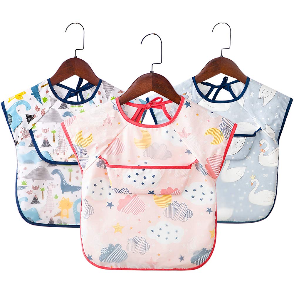 Adjustable Cartoon Baby Bibs/ Cotton and EVA Waterproof Lunch Feeding Bibs /  Baby Feeding Cloth Children Baby Apron /Washable Stain and Odor Resistant Apron