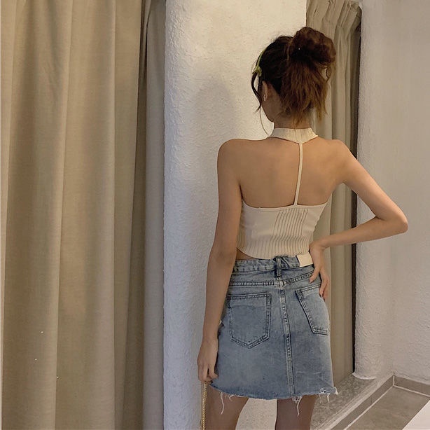 COZOK Áo Tank Top Hở Lưng Ôm Dáng Quyến Rũ Phong Cách Hồng Kông