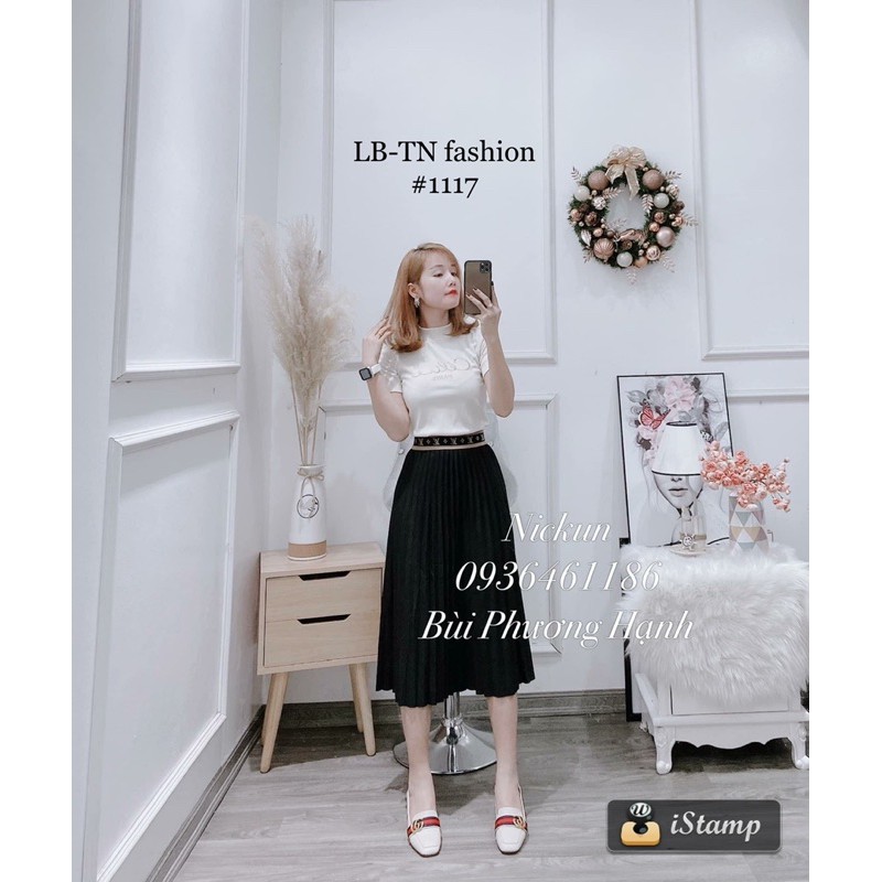 CHÂN VÁY XẾP LY CẠP CHỮ CHẤT ĐẸP MS15672