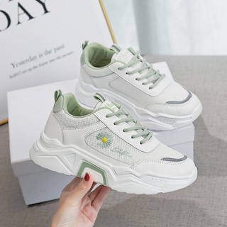 Giày thể thao nữ trắng độn đế 3p hoa cúc 3 màu mới nhất