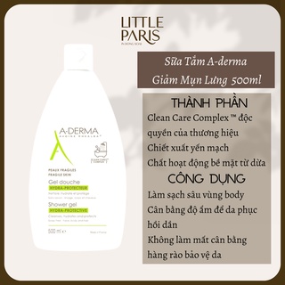 Sữa tắm a-derma giảm mụn lưng và làm sáng da hydra-protective shower gel 500ml
