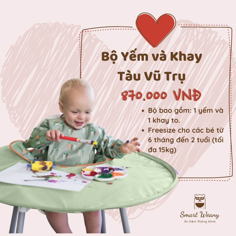 Bộ yếm và khay TÀU VŨ TRỤ - [Tidy Tot UK] Bib and Tray Kit