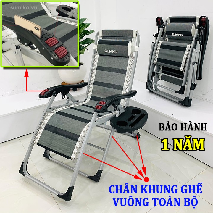 2 mẫu ghế xếp thư giãn đa năng SUMIKA 179 &amp; 199 (bảo hành 1 năm, tải trọng 300kg, tặng khay để ly) ghế bố